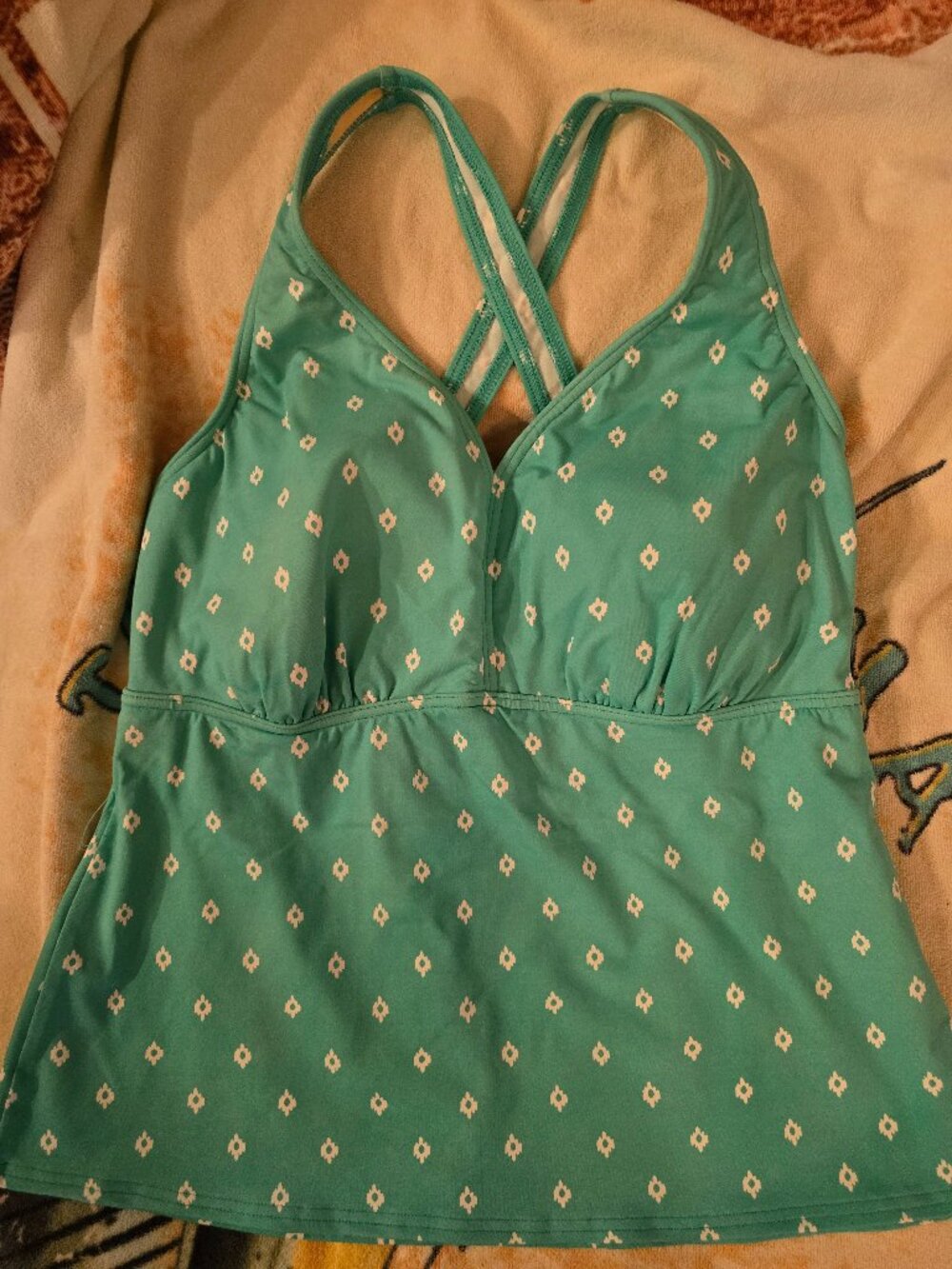 Swim top, Minty Green with Small Diamond Geoprint